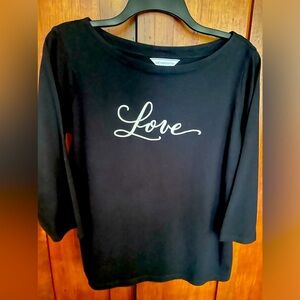 Liz Claiborne Black ‘Love’ Tee Size Large